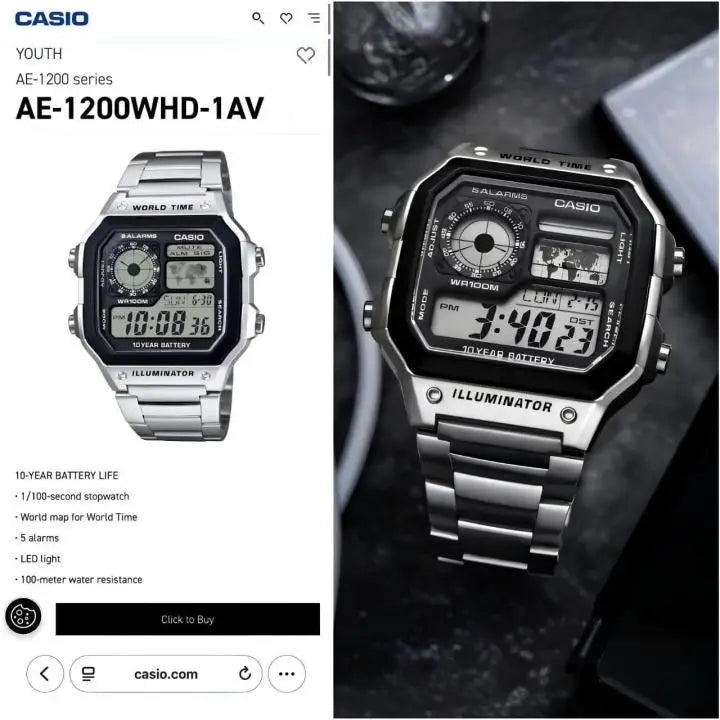 CASI0.. World Time AE-1200WHD-1AV