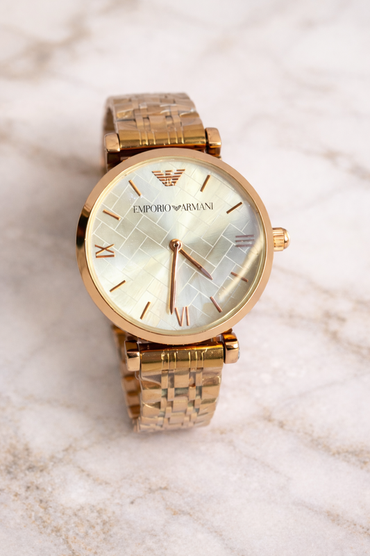 Luxury Gold Dial Stainless Steel Watch for Women
