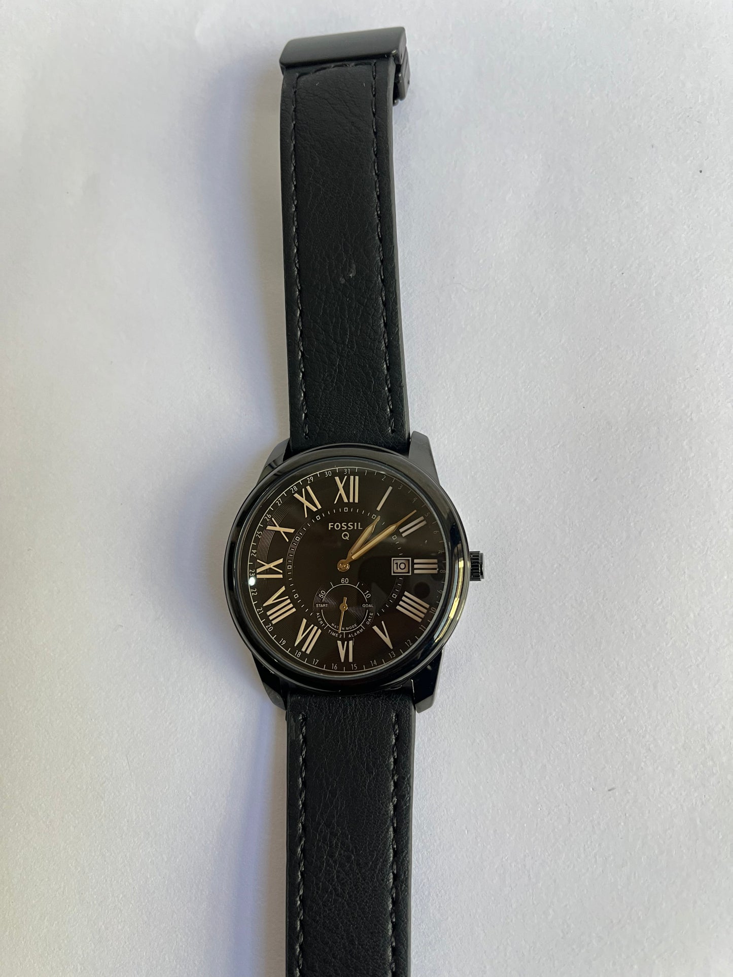Classic Black Roman Dial Leather Strap Watch for Men
