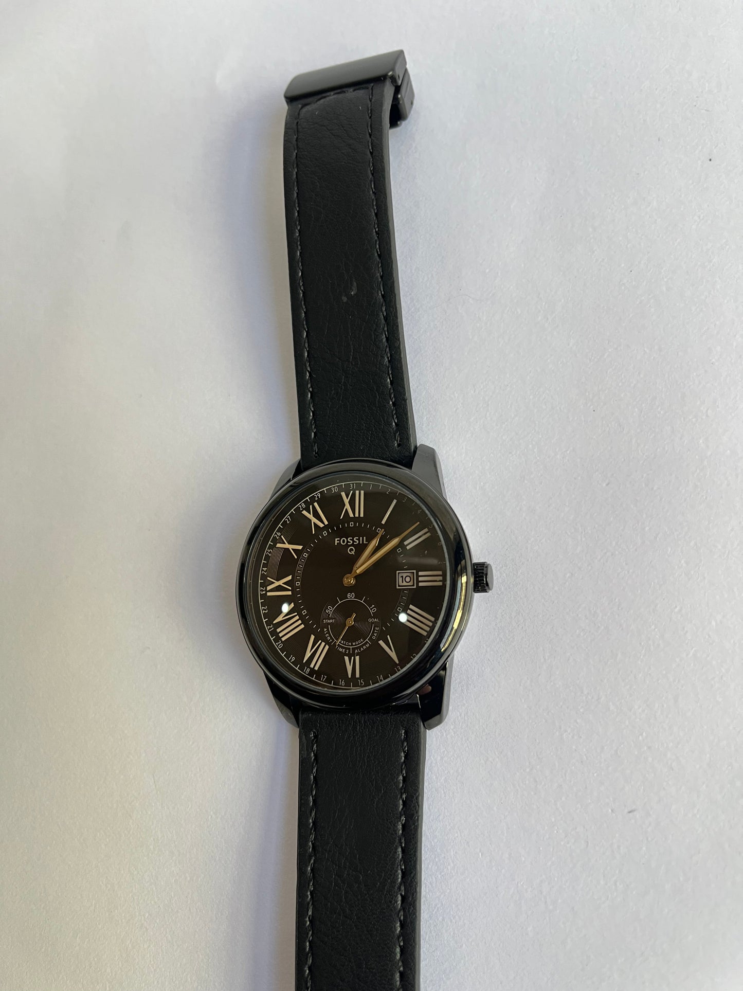 Classic Black Roman Dial Leather Strap Watch for Men