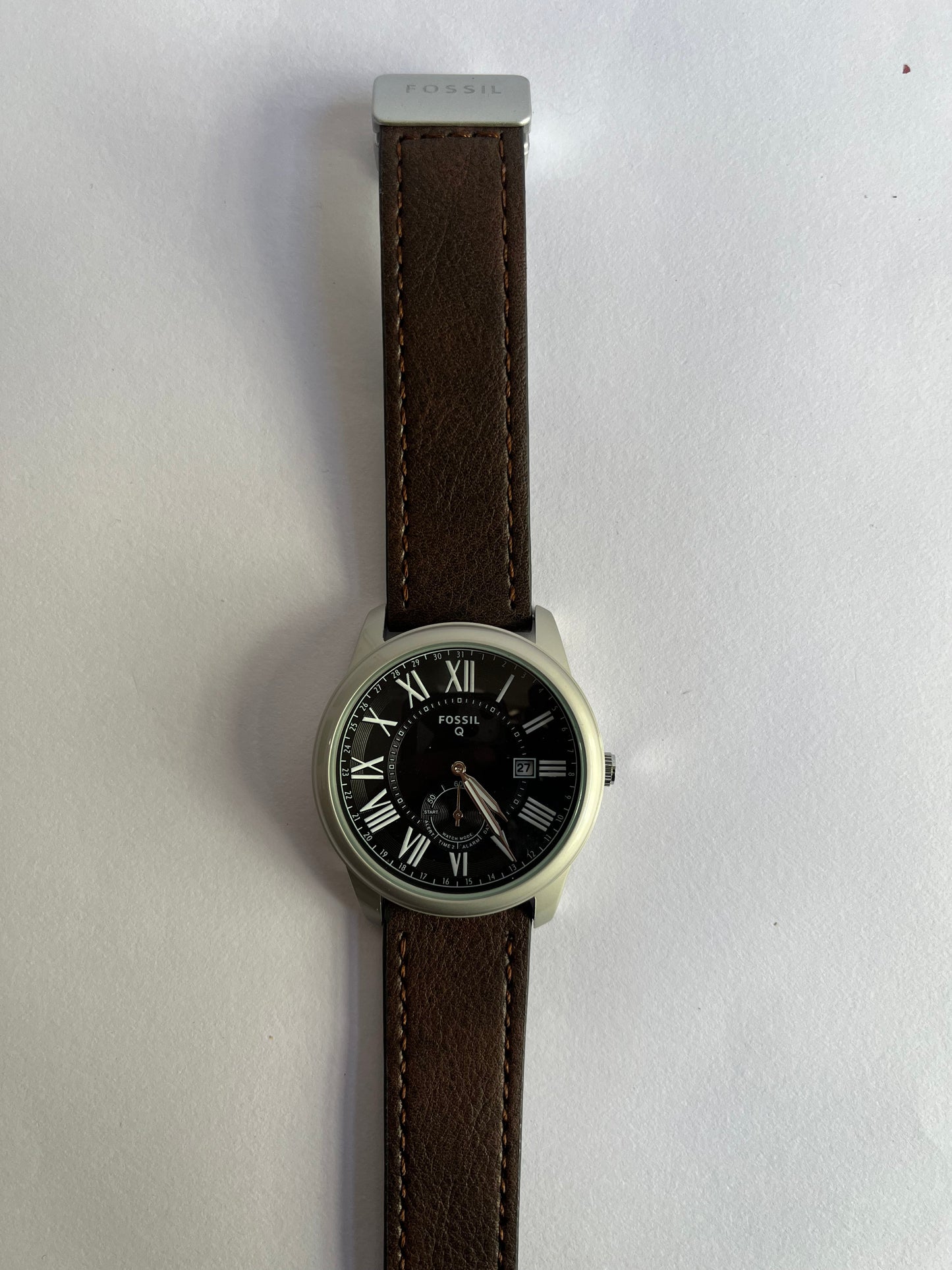 Fossil Q Men’s Classic Analog Watch with Black Roman Dial & Brown Leather Strap