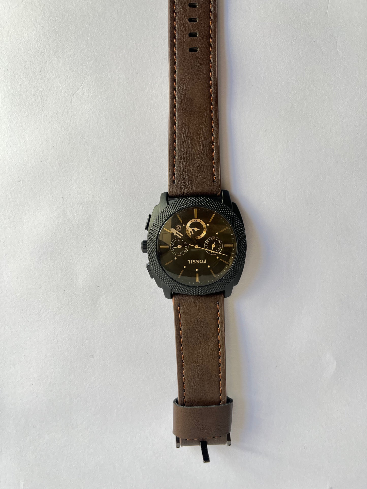 Fossil Men’s Chronograph Watch with Brown Leather Strap & Black Dial