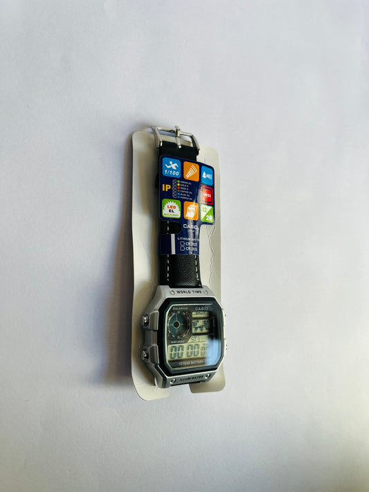 Casio World Time Illuminator Digital Watch with Leather Strap