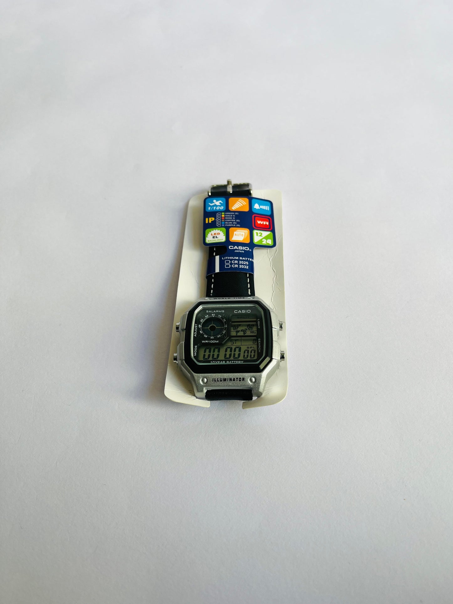 Casio World Time Illuminator Digital Watch with Leather Strap