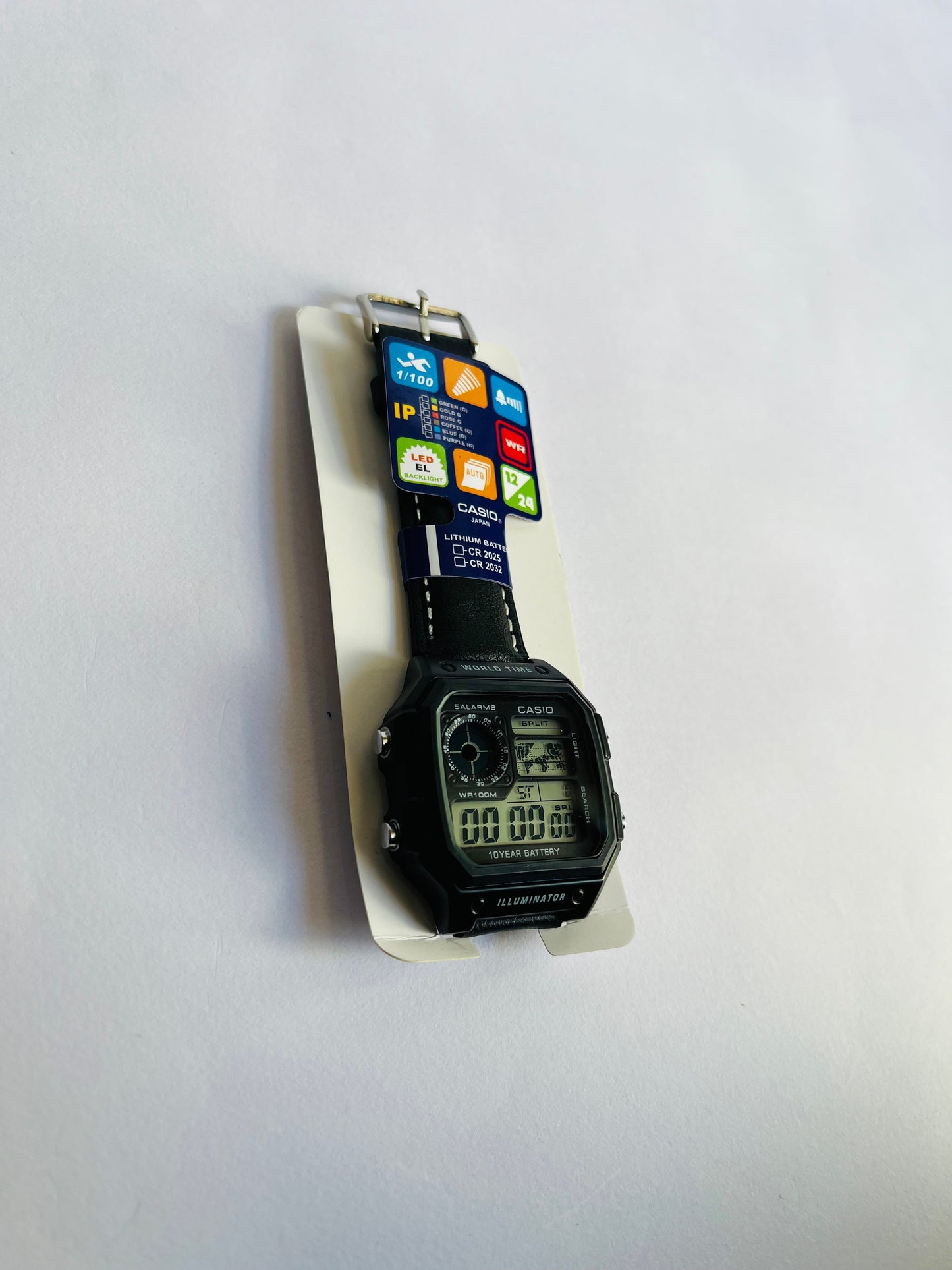 Rugged Digital Sports Watch with World Time & Illuminator